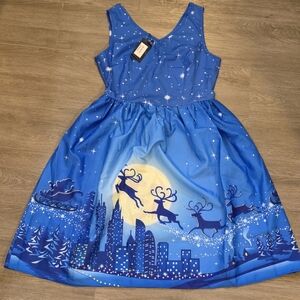 Christmas Dress Ayli  Womans Sz 8 NWT Santa Reindeer